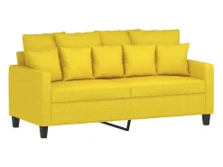 Clearance Sofá de 2 lugares 140 cm tecido amarelo-claro PT110115 Sofá