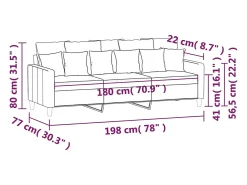 vidaxl Sofá*Sofá de 3 lugares 180 cm veludo cinza-escuro Cinzento