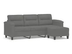 vidaxl Sofá*Sofá de 3 lugares c/ apoio de pés 180cm microfibra cinza-escuro Cinzento