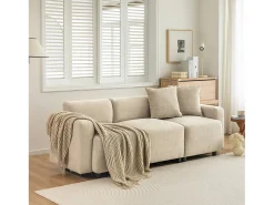 Clearance Sofá de 3 lugares com 2 almofadas - 211 x 67 x 71 cm - Tecido Chenille - Sofá