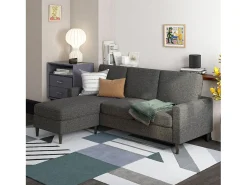 Sofá de 3 lugares com chaise longue em linho cinzento*Dorel Home Hot