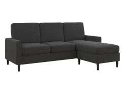 Sofá de 3 lugares com chaise longue em linho cinzento*Dorel Home Hot