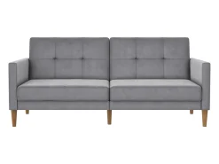 Sofá de 3 lugares com chaise longue em veludo cinzento^Loft24 Sale