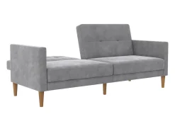 Sofá de 3 lugares com chaise longue em veludo cinzento^Loft24 Sale