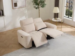 Vente-unique Sofá*Sofá de 2 lugares com relaxamento elétrico em tecido chenille SCAMOCO Bege