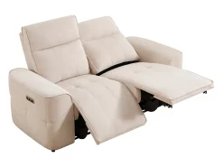 Vente-unique Sofá*Sofá de 2 lugares com relaxamento elétrico em tecido chenille SCAMOCO Bege