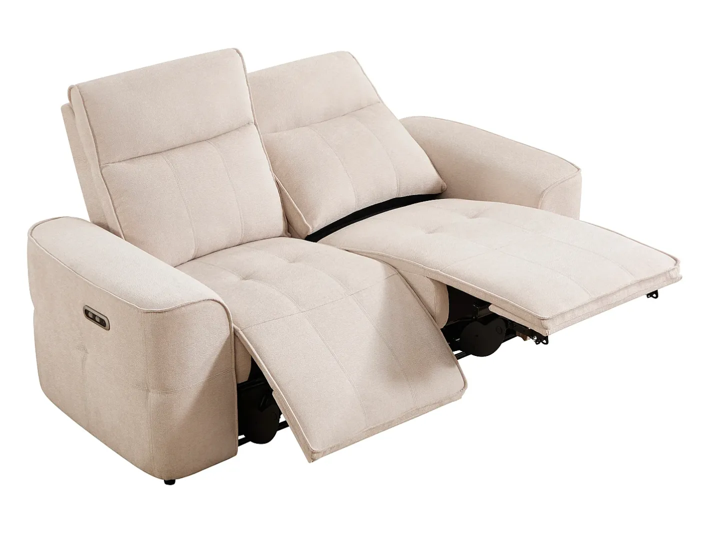 Vente-unique Sofá*Sofá de 2 lugares com relaxamento elétrico em tecido chenille SCAMOCO Bege