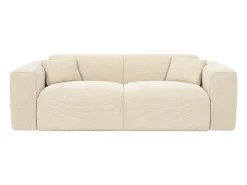 Vente-unique Sofá*Sofá de 3 lugares conversível abertura rápida em veludo canelado - Colchão 16 cm POGNIA Bege