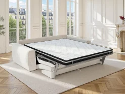 Sofá de 3 lugares conversível express em tecido chenille 140 cm colchão 13 cm VOMERA^Maison Céphy New