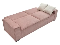 Vente-unique Sofá*Sofá de 3 lugares convertível em veludo canelado cor-de- SEKOTA Rosa