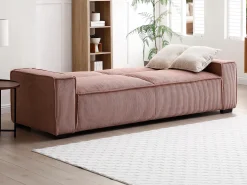 Vente-unique Sofá*Sofá de 3 lugares convertível em veludo canelado cor-de- SEKOTA Rosa