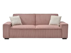 Vente-unique Sofá*Sofá de 3 lugares convertível em veludo canelado cor-de- SEKOTA Rosa