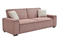 Vente-unique Sofá*Sofá de 3 lugares convertível em veludo canelado cor-de- SEKOTA Rosa