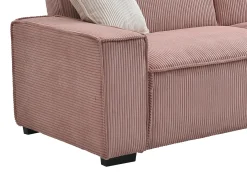 Vente-unique Sofá*Sofá de 3 lugares convertível em veludo canelado cor-de- SEKOTA Rosa