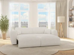 Maison Céphy Sofá*Sofá de 4 lugares convertível em tecido bouclé POGNI de Branco