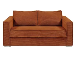 Vente-unique Sofá*Sofá de 4 lugares convertível rápido em veludo canelado - 160 cm - 18 cm LORETO Terracota