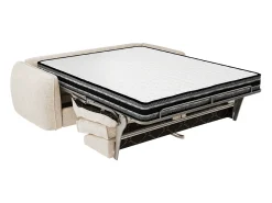 Maison Céphy Sofá*Sofá de 3 lugares convertível abertura rápida em tecido chenille 16 cm SELIVO da Bege