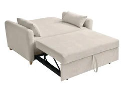 Vente-unique Sofá*Sofá de 2 lugares convertível com gaveta em veludo canelado AYLA Bege