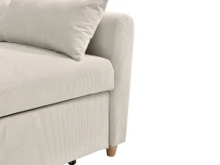 Vente-unique Sofá*Sofá de 2 lugares convertível com gaveta em veludo canelado AYLA Bege
