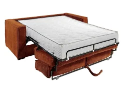 Vente-unique Sofá*Sofá de 4 lugares convertível rápido em veludo canelado - 160 cm - 22 cm LORETO Terracota