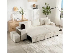 Sofá de 3 lugares em L - com portas USB de carregamento - com almofadas - sofá de canto conversível -*ModernLuxe Online