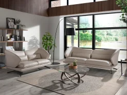 Angel Cerda Sofá*Sofá de 2 lugares em pele cinzenta taupe 6145 Bege