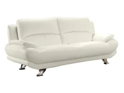 Sofá de 3 lugares em pele sintética Branco - MUSKO^Vente-unique Discount