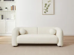 Sofá de 2 lugares em tecido bouclé branco OVOTAS^Vente-unique New