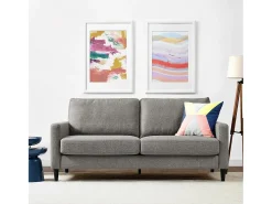 Sofá de 3 lugares em tecido com aspeto de linho*Dorel Home Outlet