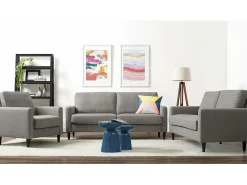 Sofá de 3 lugares em tecido com aspeto de linho*Dorel Home Outlet