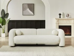 Sofá de 3 lugares em tecido bouclé branco OVOTAS*Vente-unique Best