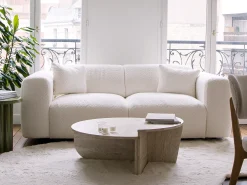 Maison Céphy Sofá*Sofá de 3 lugares em tecido bouclé cor branca POGNI da Branco