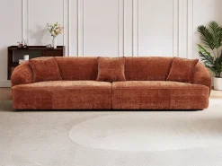 Vente-unique Sofá*Sofá de 4 lugares em tecido com acabamento texturizado ZULIAKA Terracota