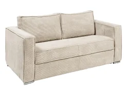 Vente-unique Sofá*Sofá de 3 lugares em veludo canelado assento memória de forma 18 cm LORETO Bege