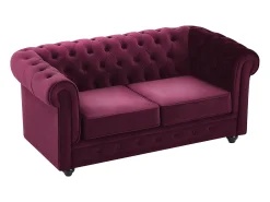 Best Sofá de 2 lugares em veludo de cor roxa CHESTERFIELD Sofá