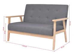 Sofá de 2 lugares para sala de estar sala de TV casa uso interno 113,5 x 67 x 73,5 cm tecido cinza escuro 02_0019564*Helloshop26 New
