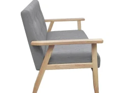 Sofá de 2 lugares para sala de estar sala de TV decoração de interiores tecido cinza claro 02_0020635*Helloshop26 Sale