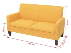 Sofá de 2 lugares para sala de estar sala de TV casa uso interno 135 x 65 x 76 cm 02_0020022*Helloshop26 Best