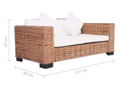 Sofá de 2 lugares para sala de estar sala de TV casa decoração de interiores em rattan natural 02_0019645^Helloshop26 Online