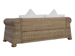 Sofá de 2 lugares para sala de estar sala de TV ou decoração de interiores com almofadas de rattan natural 02_0020837*Helloshop26 Discount