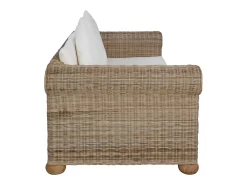 Sofá de 2 lugares para sala de estar sala de TV ou decoração de interiores com almofadas de rattan natural 02_0020837*Helloshop26 Discount