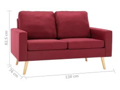 Sofá de 2 lugares para sala de estar sala de TV decoração de interiores tecido vermelho borgonha 02_0020600*Helloshop26 Clearance