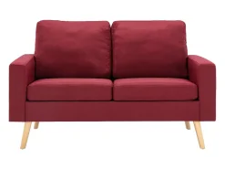 Sofá de 2 lugares para sala de estar sala de TV decoração de interiores tecido vermelho borgonha 02_0020600*Helloshop26 Clearance