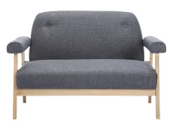 Sofá de 2 lugares para sala de estar decoração de interiores tecido cinza escuro 02_0020063^Helloshop26