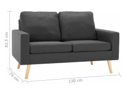 Sofá de 2 lugares para sala de estar sala de TV decoração de interiores tecido cinza escuro 02_0020602*Helloshop26 Clearance