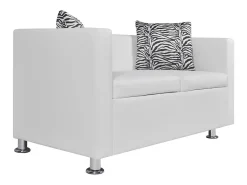 Sofá de 2 lugares para sala de estar sala de TV decoração de interiores couro sintético 02_0019605^Helloshop26 Best