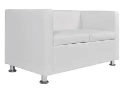 Sofá de 2 lugares para sala de estar sala de TV decoração de interiores couro sintético 02_0019605^Helloshop26 Best