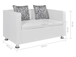 Sofá de 2 lugares para sala de estar sala de TV decoração de interiores couro sintético 02_0019605^Helloshop26 Best