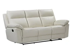 Vente-unique Sofá*Sofá de 3 lugares relax manual em pele de búfalo - PAKITA Marfim