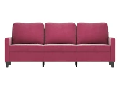 Sofá*Sofá de 3 lugares veludo 180 cm tinto PT505673 Vermelho